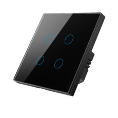 Умный Zigbee выключатель ROXIMO сенсорный, четырехкнопочный, черный