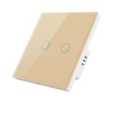 Умный Zigbee выключатель ROXIMO сенсорный, двухкнопочный, золотой