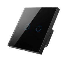 Умный Zigbee выключатель ROXIMO сенсорный, двухкнопочный, черный